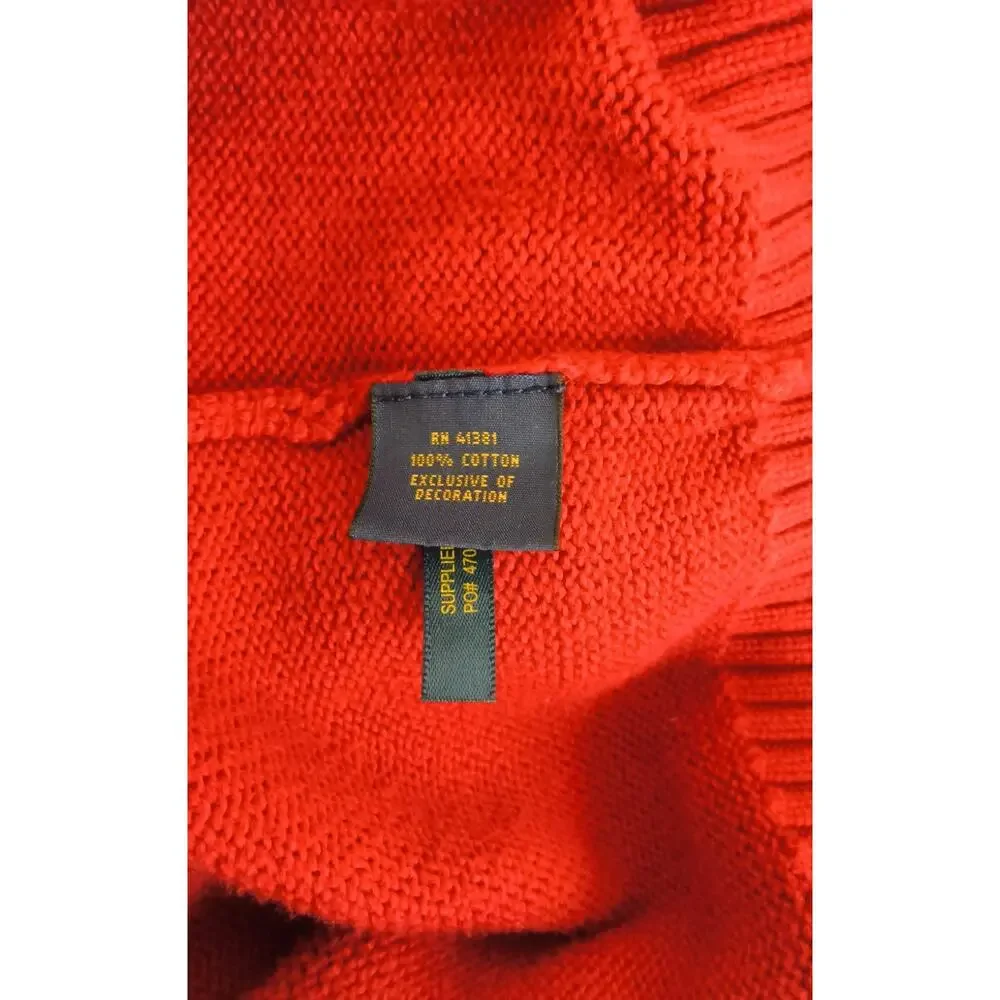 Polo Ralph Lauren 1/4 Zip Knit Sweater Men's Size S Red Logo #W5357